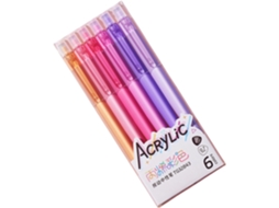 Conjunto De 6 Canetas Em Gel Acrílicas, Cores, Tinta Retrátil, Ponta