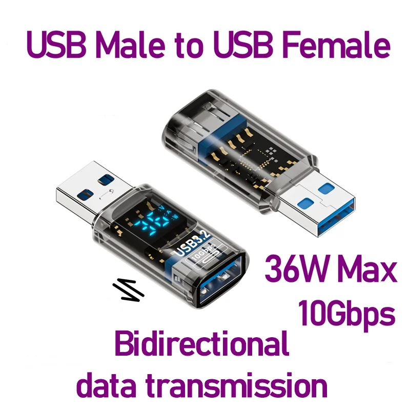 Conversor Otg Usb Tipo-c De 10 Gbps Com Display Digital De 36 W