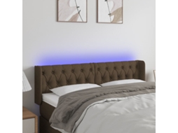 Vidaxl Cabeceira De Cama C/ Luzes Led Tecido 147x16x78/88 Cm Castanho