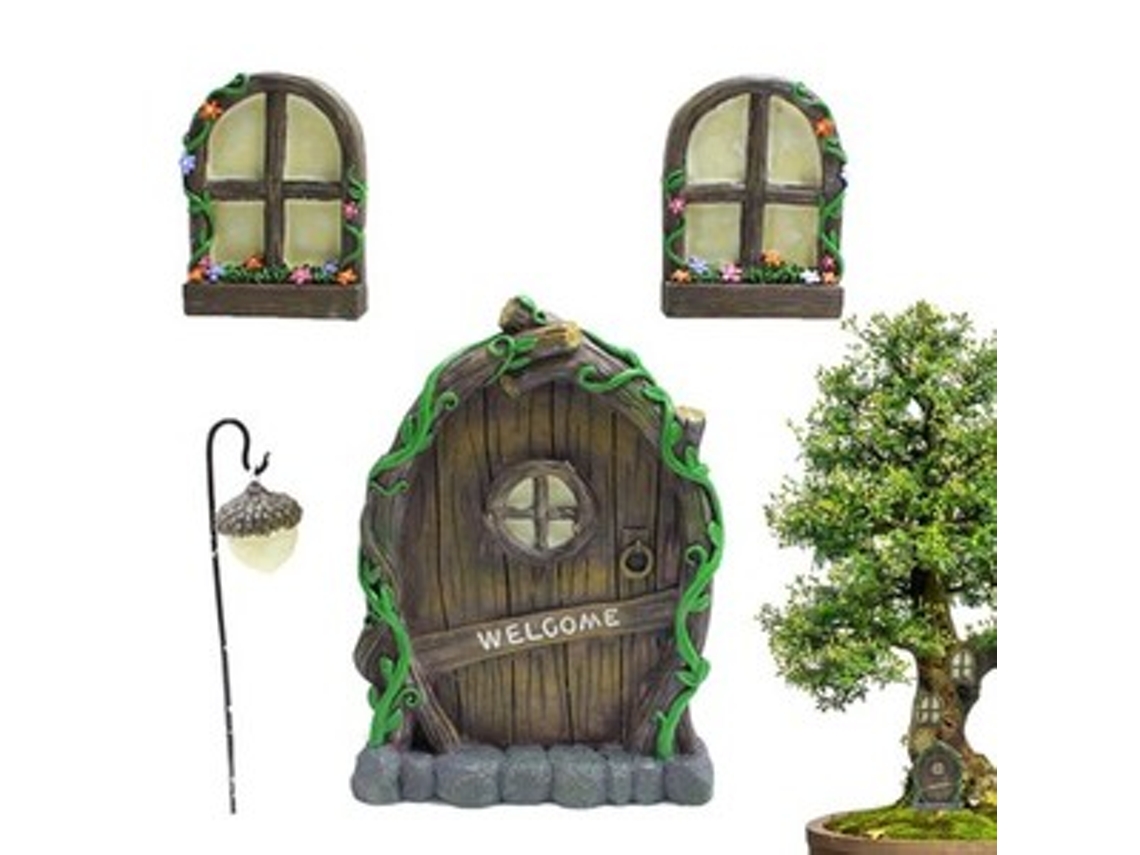 3x Porta De Fada Para Jardim Em Casa Porta De Fada Em Árvore Decoração Interna/externa Brilha No Escuro Zeuxo