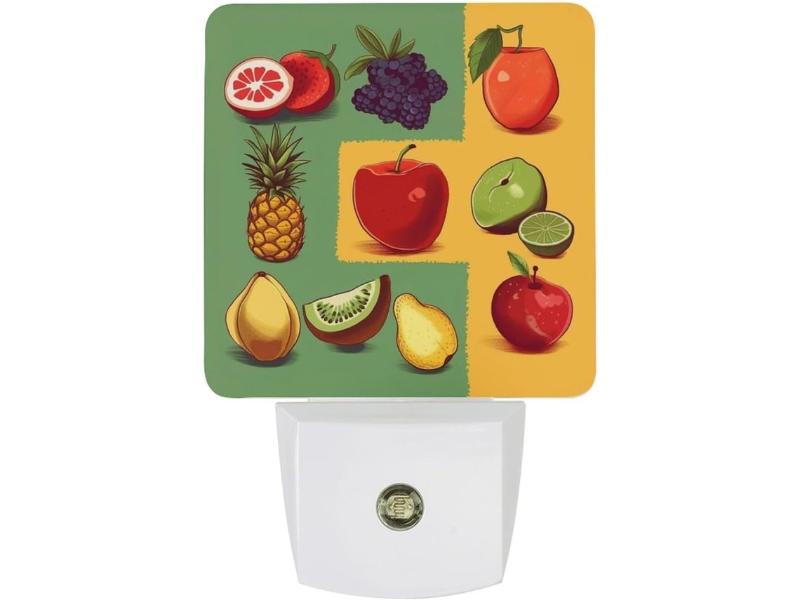 Luminária de parede em formato de fruta, com sensor crepuscular, luz LED branca e baixo consumo de energia, ideal para...