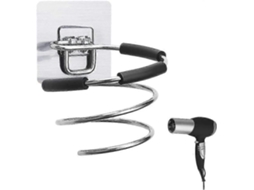 Suporte Espiral Para Secador De Cabelo (1 Peça) - Montagem Na Parede - Autoadesivo - Aço Inoxidável - Sem Necessidade De Furar - Ideal Para Banhe