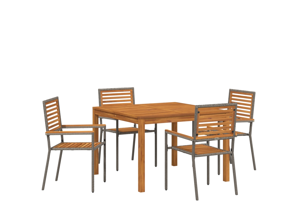Conjunto 5 De Jantar De Vidaxl Com Travesseiros Cinza Vime Pe