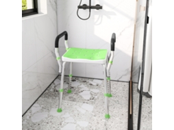 Banqueta de Banho para Idosos e Deficientes com Apoios de Braço, Altura Ajustável, Pés Antiderrapantes, Verde
