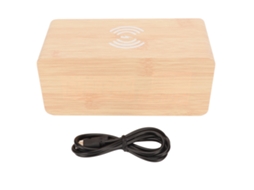 Relógio Despertador Digital de Bambu com Carga Sem Fio Led Decorativo Presente