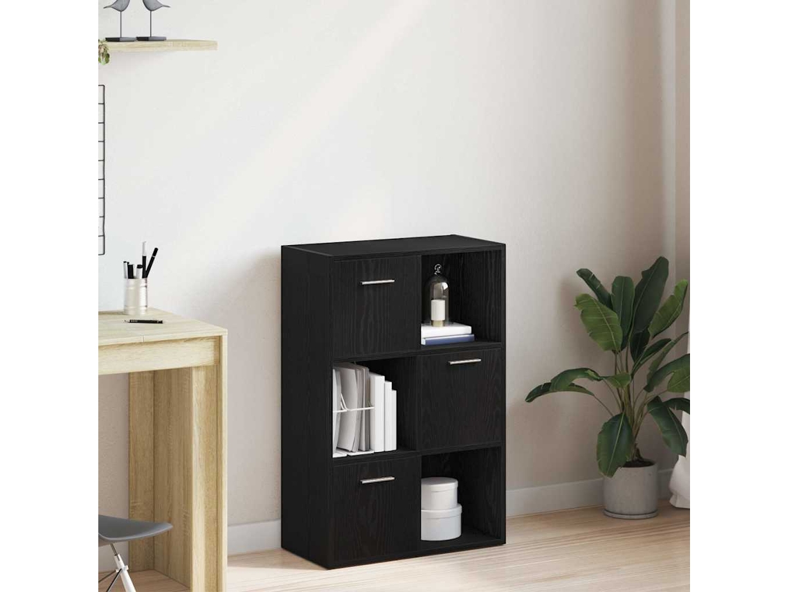 Vidaxl Divisória De Ambientes/estante Para Livros Em Carvalho Preto, 60,5x30x90cm, Madeira Engenheirada