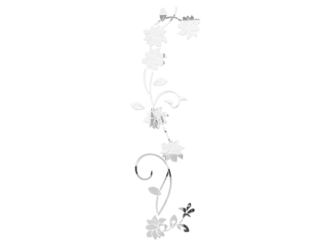 Adesivo Parede Vinho Flor Prata Rosa Espelho Diy Decorativo