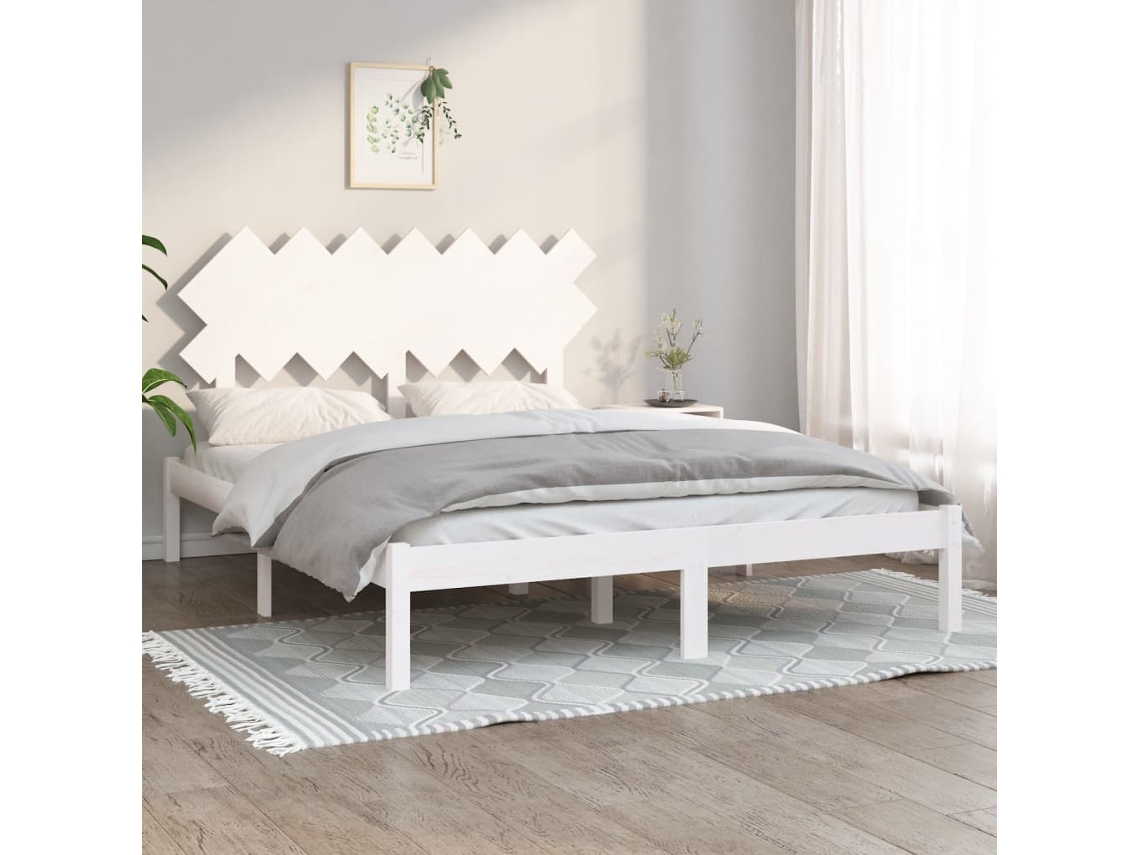 Vidaxl Estrutura De Cama 140x200 Cm Madeira Maciça Branco