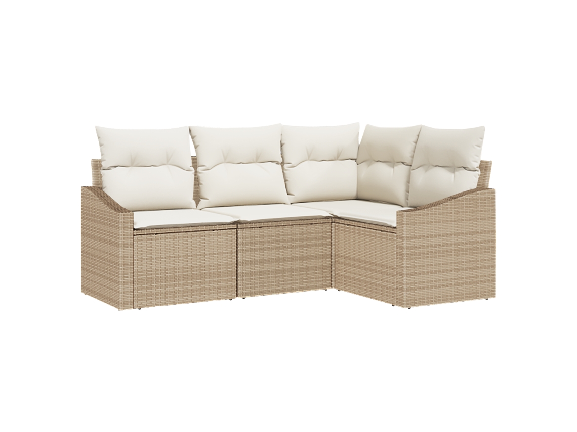 Conjunto 4 Sofá Exterior Vidaxl Bege Vime Pe (178,5 X 123,5 X 85 Cm)