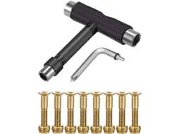 Conjunto de 8 Parafusos e Ferramenta T para Skateboard com Chave Phillips em L Aço Inoxidável e Galvanizado