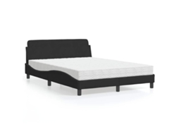 Vidaxl Cama Com Colchão Dover 120x200 Cm Veludo Preto