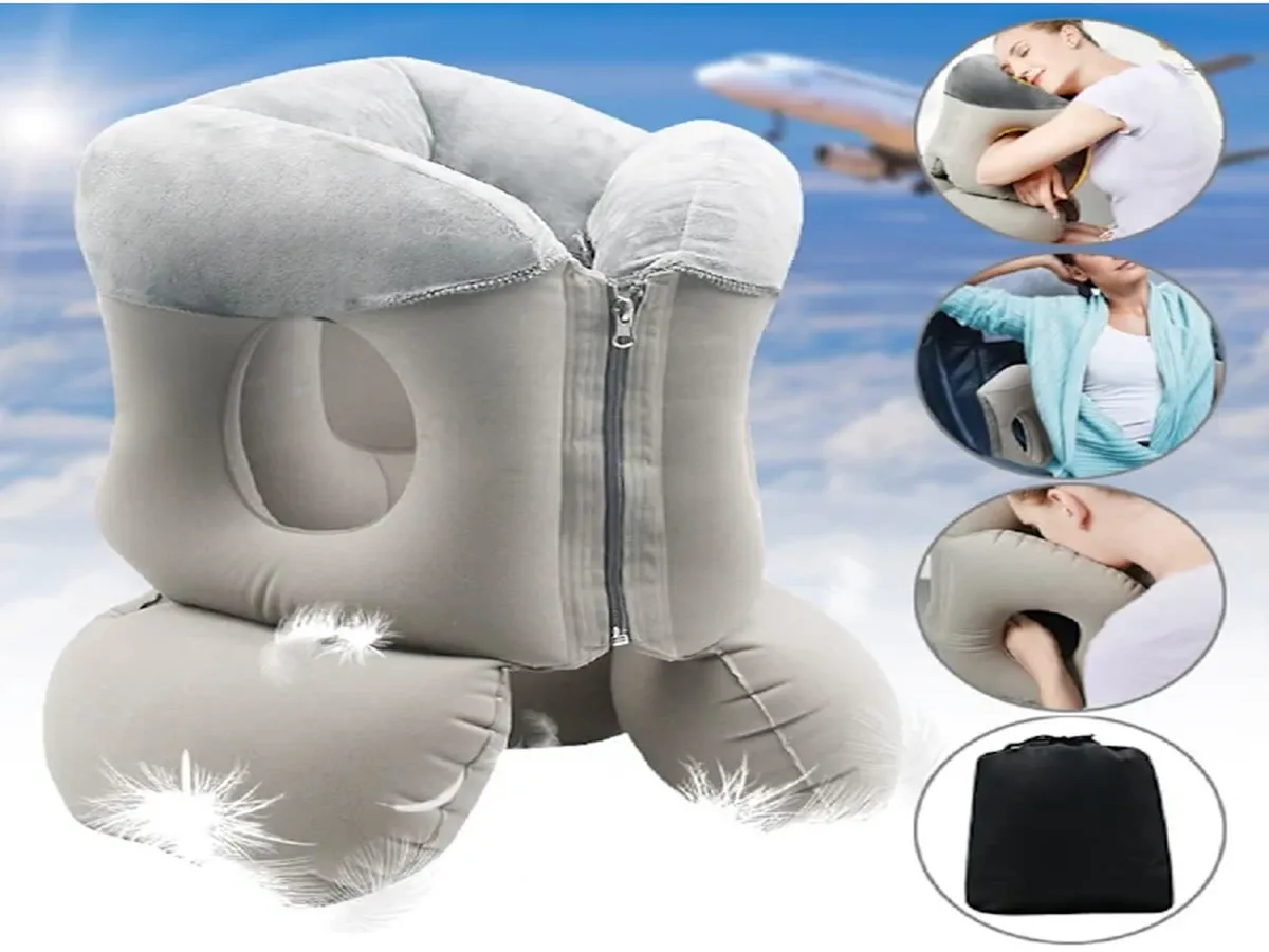 Lurelia Almofada Viagem, Ergonómica, Insuflável, Portátil, 12v Carro, Bolsa Transporte, Avião