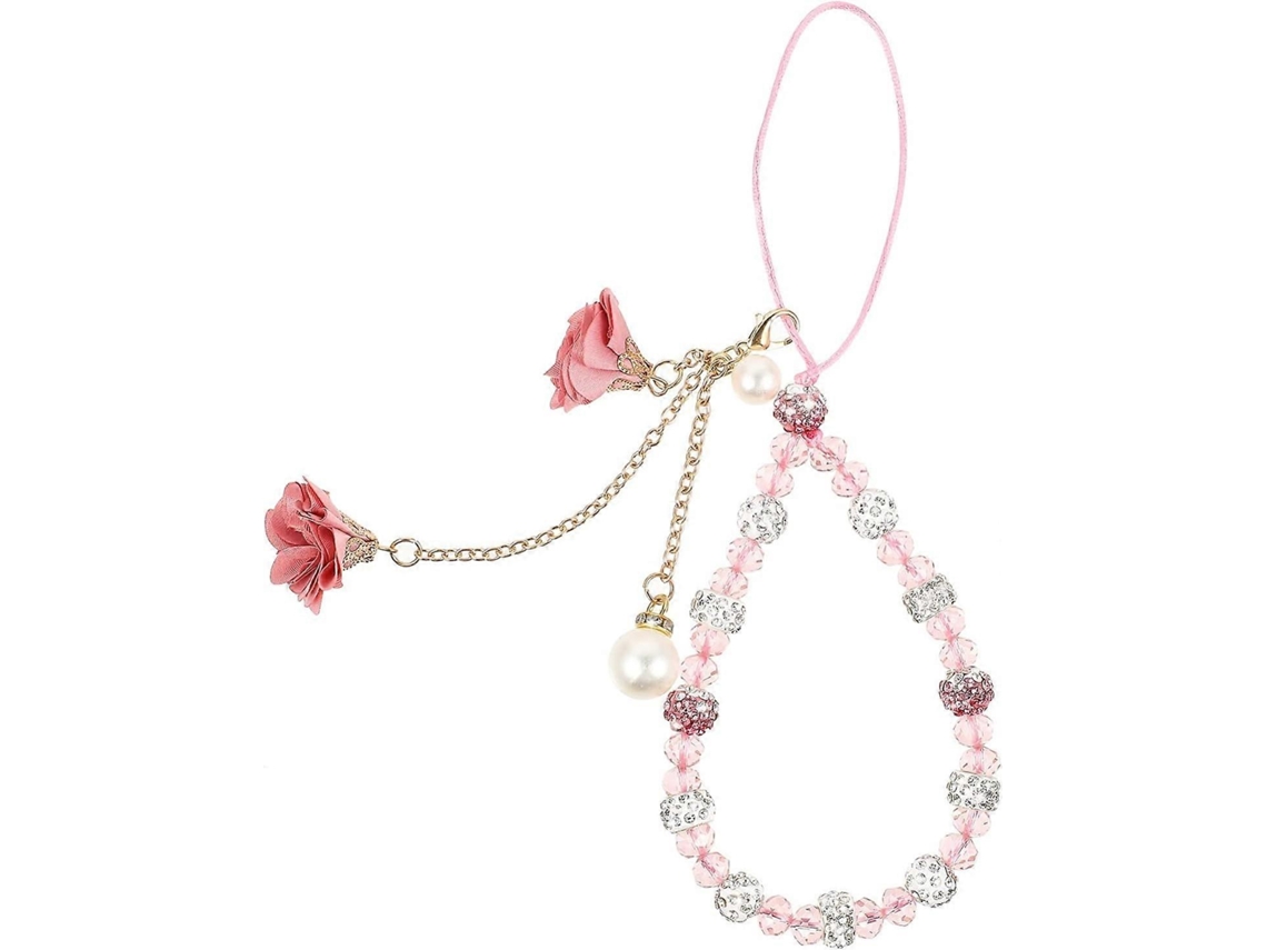 Lurelia Pingente Para Telemóvel Anti-perda De Pulso Com Cristais Com Contas Rosa