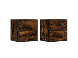 Conjunto de 2 Mesas de Cabeceira de Parede Carvalho Fumado MAISON EXCLUSIVE (40x31x39,5 cm)