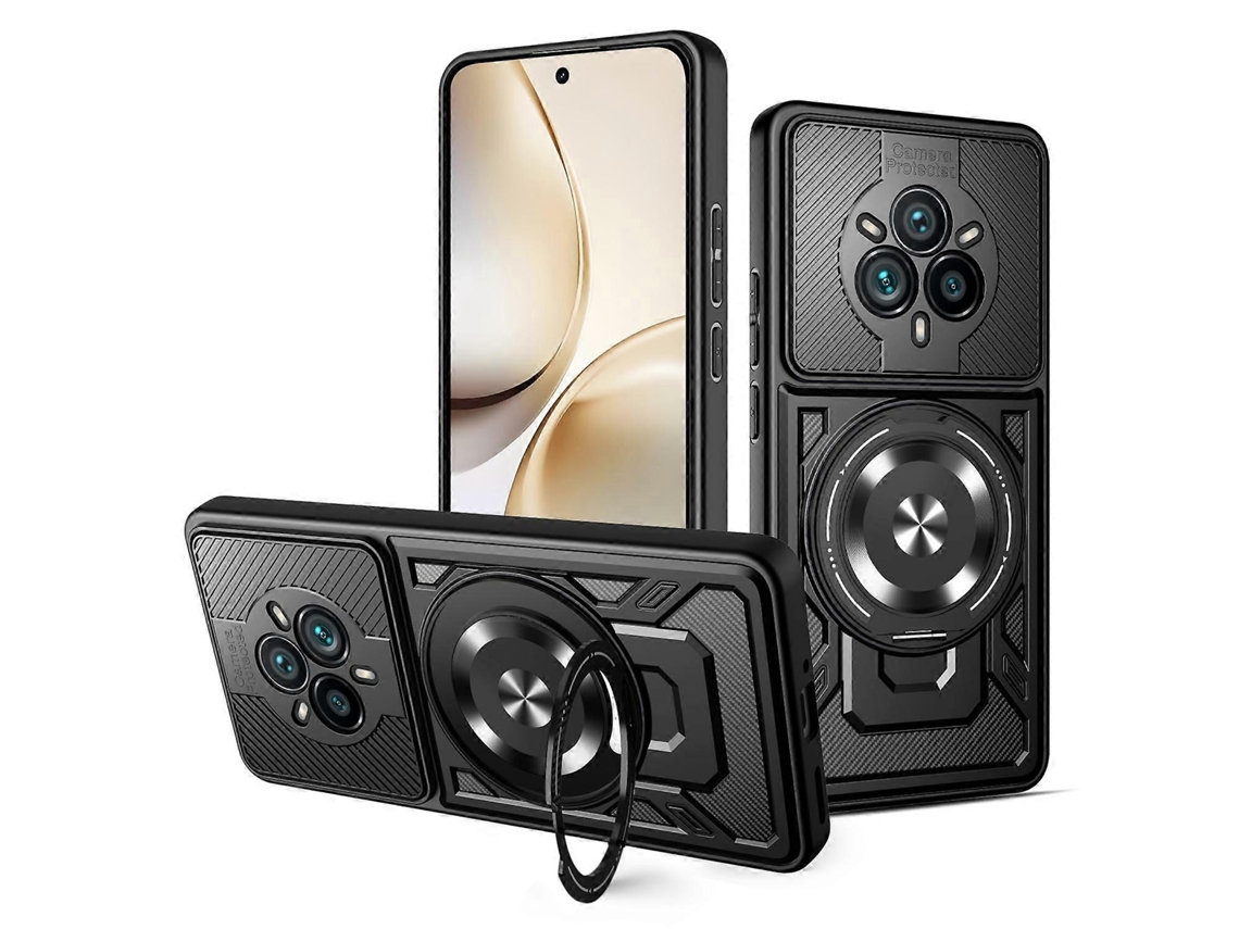 Capa Magnética Com Suporte Giratório Em Tpu Capa Para Celular Realme 14 Pro 5g, Preta