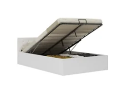 Cama Hidráulica C/ Arrumação 140x200cm Couro Artificial Branco