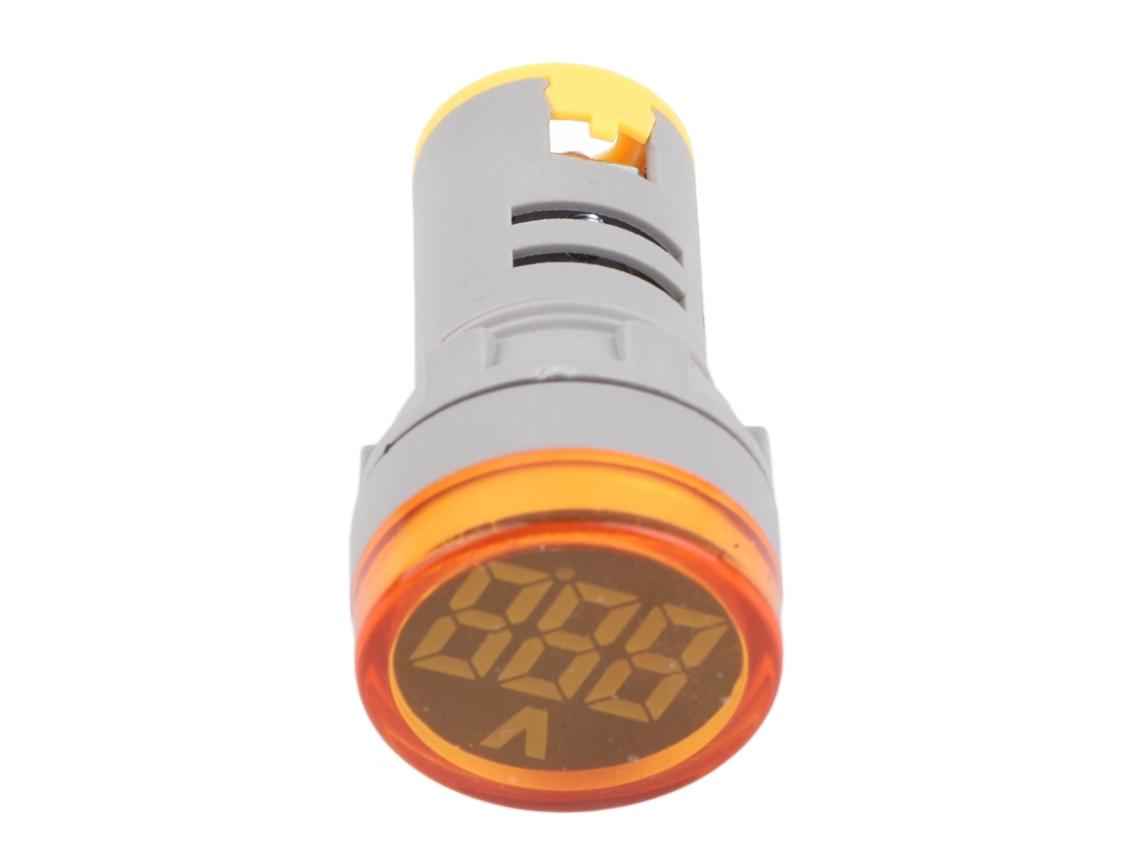 Luz Sinal Led Redonda Com Voltmeter Digital Ac Display Indicador Amarelo