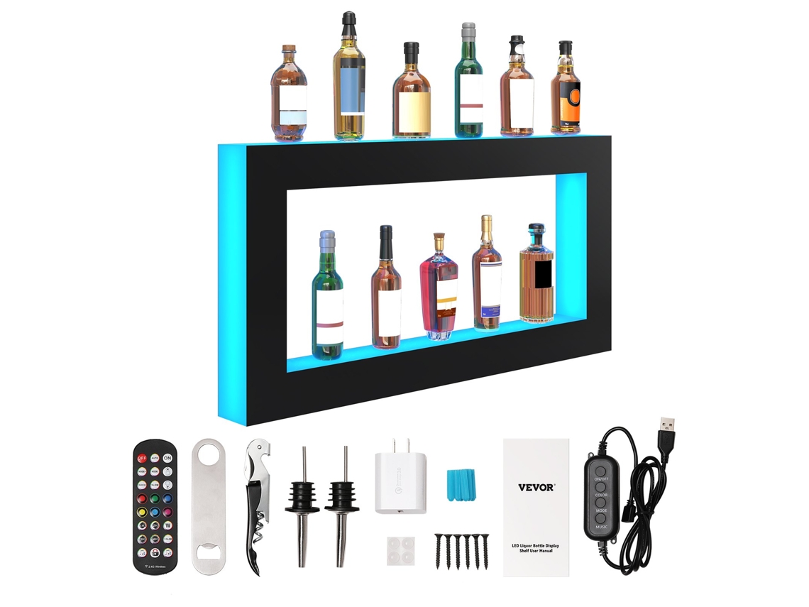 Expositor para Garrafas de Licor VEVOR com Luz Led 1210 X 600 X 114 5 ​​Mm