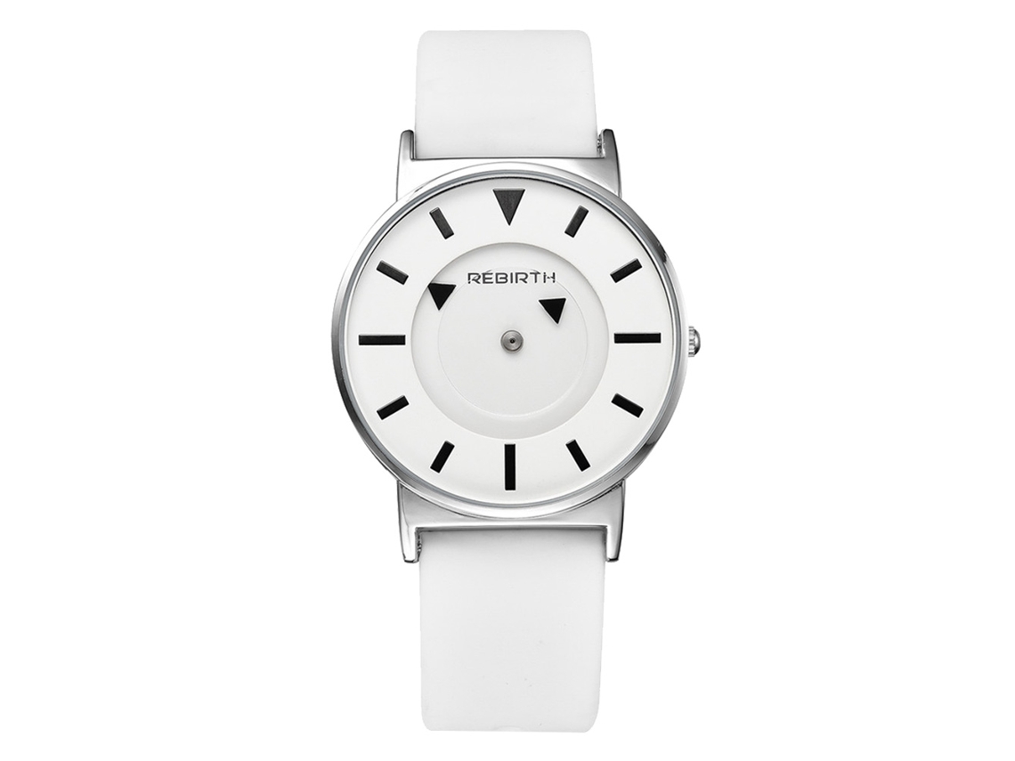 Relógio Analógico de Quartzo com Pulseira de Silicone, Dial Redondo, Branco