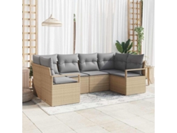 Vidaxl Conjunto De Sofás 6 Unid. Bege Vime Pe
