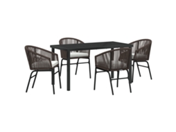 Conjunto 5 Conjunto De Jantar Para Jardim Vidaxl Castanho Vime Pe (140 X 70 X 73 Cm)