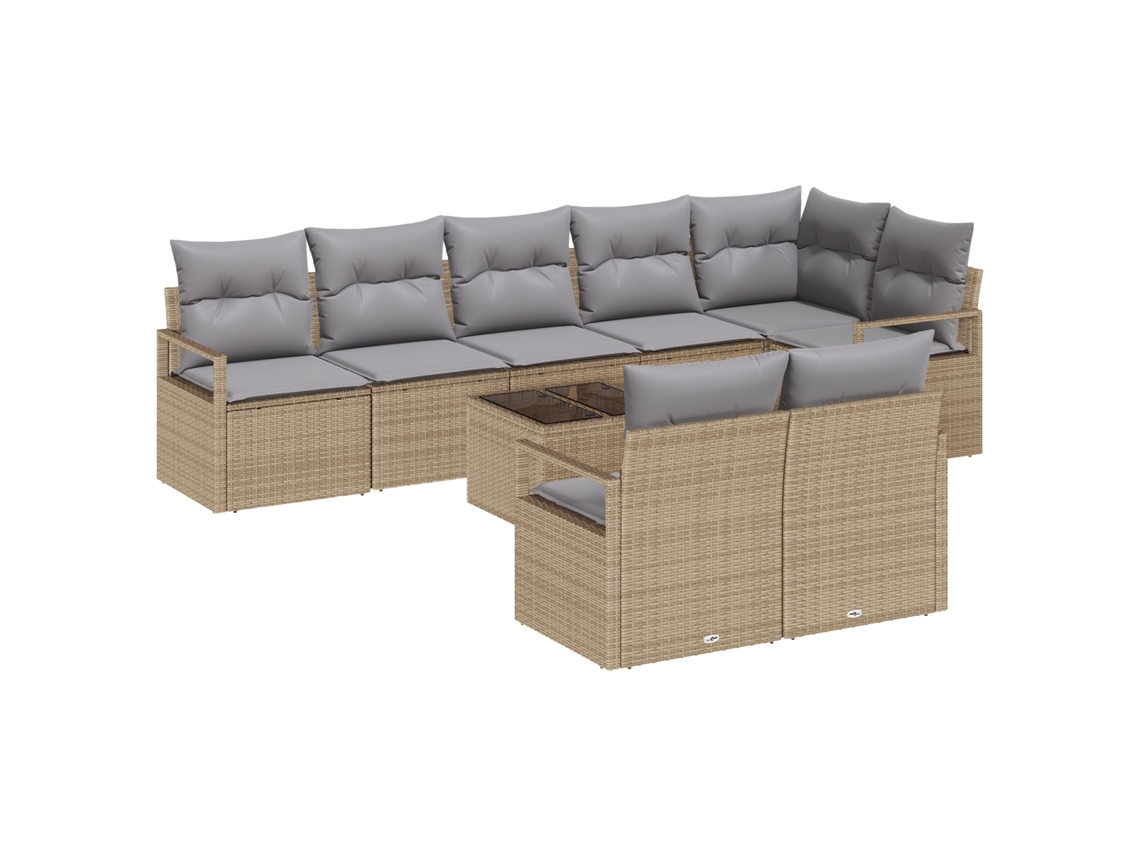 Conjunto 9 Conjunto De Jardim Vidaxl Bege Vime Pe (287 X 122 X 85 Cm)