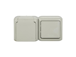 Interruptor doble 10ax+pc 2p+t sch gr ip44