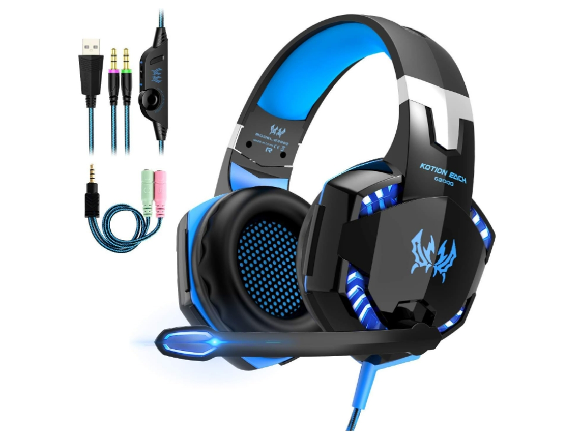 Fone Jogo com Microfone JIAPEI, Profissional, Graves Estéreo, Cancelamento Ruído, Para Ps4, Ps5, Xbox, Switch, Laptop, Preto