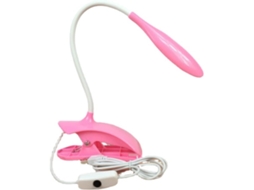 Luminária De Mesa Led Recarregável Via Usb Anso Cabeceira Com Clipe Leitura Para Sala Estar Rosa