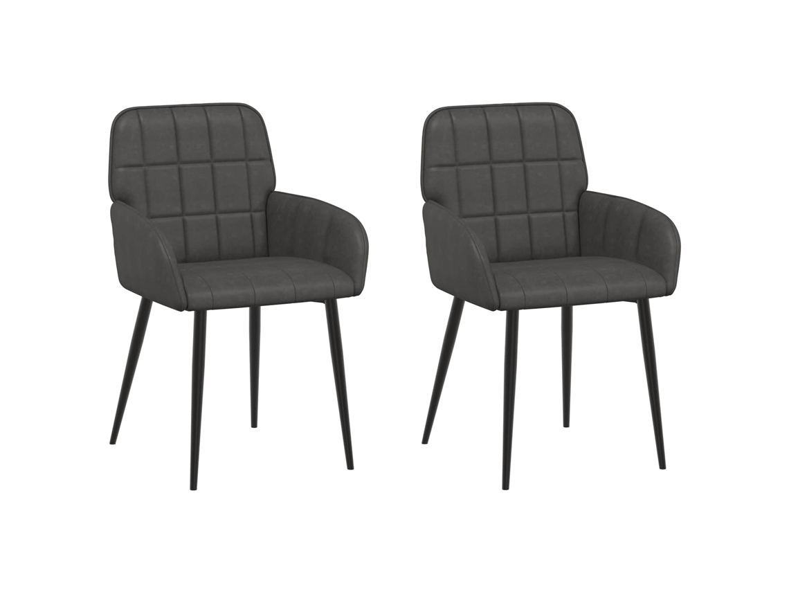 Conjunto 2 Cadeira De Jantar Vidaxl Preto Couro Sintético (57 X 50 X 85 Cm)