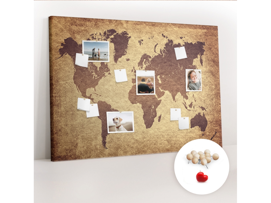 Quadro De Cortiça Com Impressão Mapa-múndi Antigo Para O Corredor Espelharte (140x100 Cm)