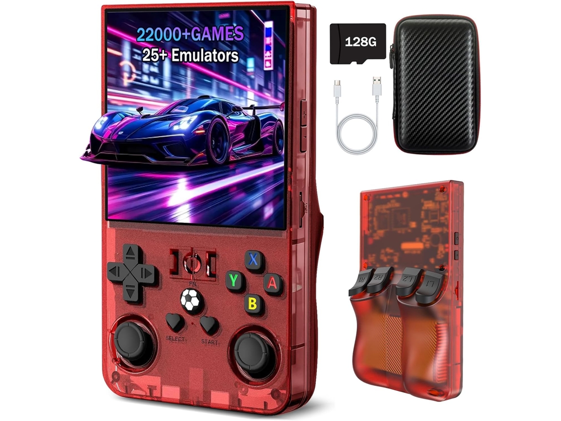 Console de Jogos Portátil R36max VONKELIOS com Tela 4 Polegadas, 128 Gb, 22.000 Jogos