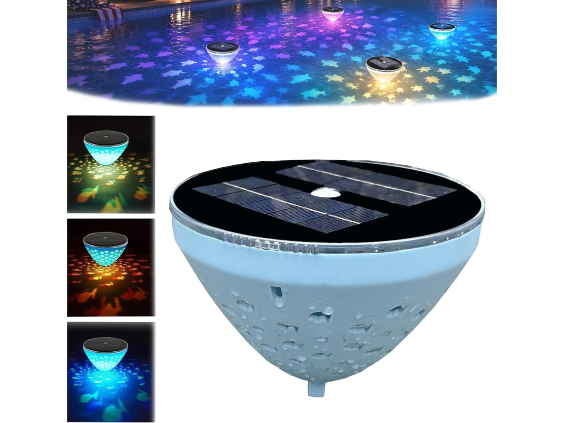 Luminária Solar Flutuante GOKOCO, com projeção de peixes, LED, ambiente externo