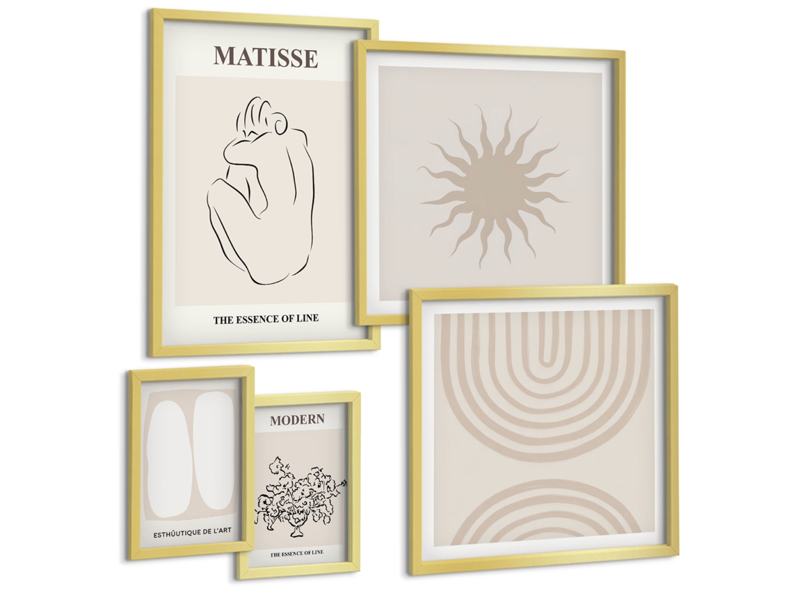 Conjunto De Pinturas Linhas Minimalistas De Arte Espelharte (5 Peças)