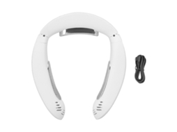 Ventilador portátil de pescoço recarregável via USB com bateria de 3500mAh, 3 velocidades e sem hélices.