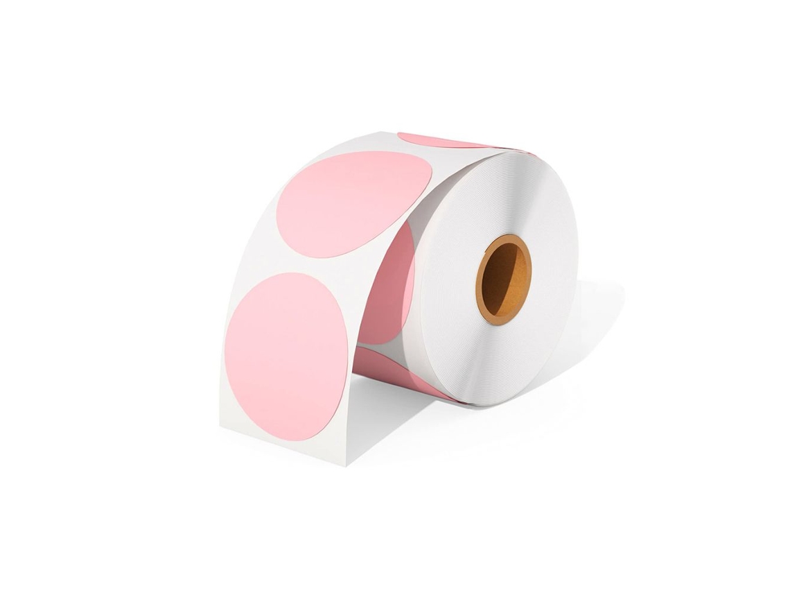 Etiqueta Térmica Autoadesiva Redonda, Feita de Material para Etiquetas Térmicas e Papel Autoadesivo. MDUG (rosa 50mm)