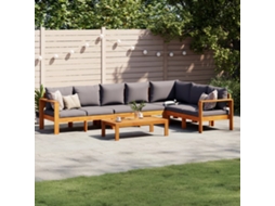 Vidaxl 5 Pcs Conjunto De Sofás De Jardim Com Almofadões Acácia Maciça