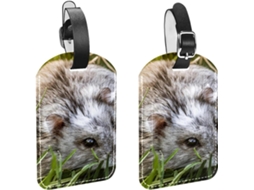 Conjunto De 2 Etiquetas Bagagem Em Imitação Couro Com Estampa Hamster Selvagem No Prado, Cinza