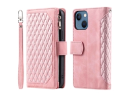 Capa Inch Para Iphone 13 Mini Pele Sintética Anti-choque Rosa