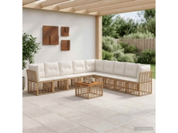 Vidaxl Conjunto De Sofás Para Exterior 10 Unid. Natural E Branco Creme