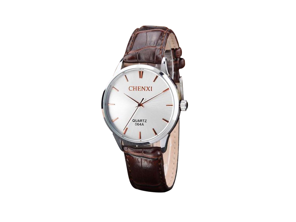 Relógio de Quartzo Masculino Estilo Vintage Pulseira de Couro Pu Rose Redwhite