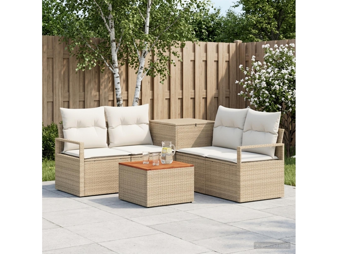 Vidaxl Conjunto De Sofás 6 Unid. Bege E Branco Creme