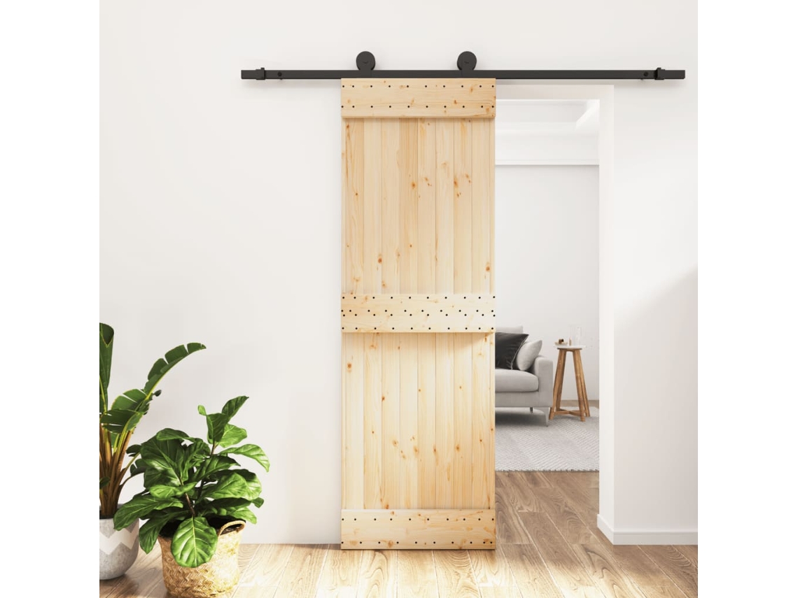 Porta De Correr | Porta Deslizante Com Ferragens 70x210 Cm Madeira De Pinho Maciça Wsd351575 Lovely Home