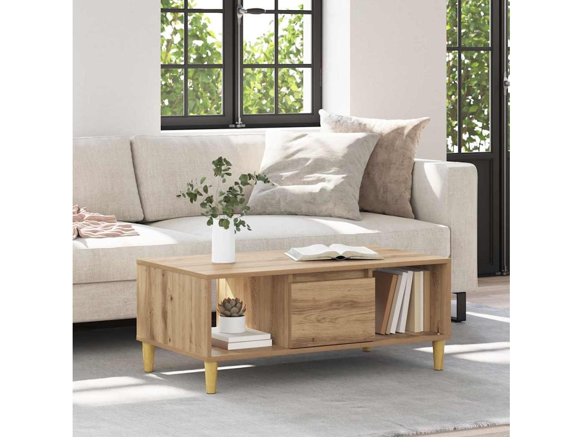 Vidaxl Mesa De Centro Carvalho Artesanal 90 X 50 X 26,5 Cm