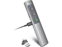 Apresentador Sem Fios ZRUXE Clicker 2 em 1 Usb c/usb a Liga de Alumínio Controlo Remoto de Slides Ideal para Apresentações Powerpoint e Mac