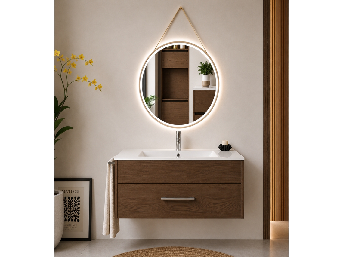 Móvel De Casa De Banho Com Lavatório Origenbath Florencia Sem Espelho 90x40 Cm Freixo Tea