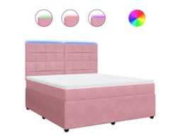 Cama com Molas/colchão 180x200 Cm Veludo Rosa MAISON EXCLUSIVE