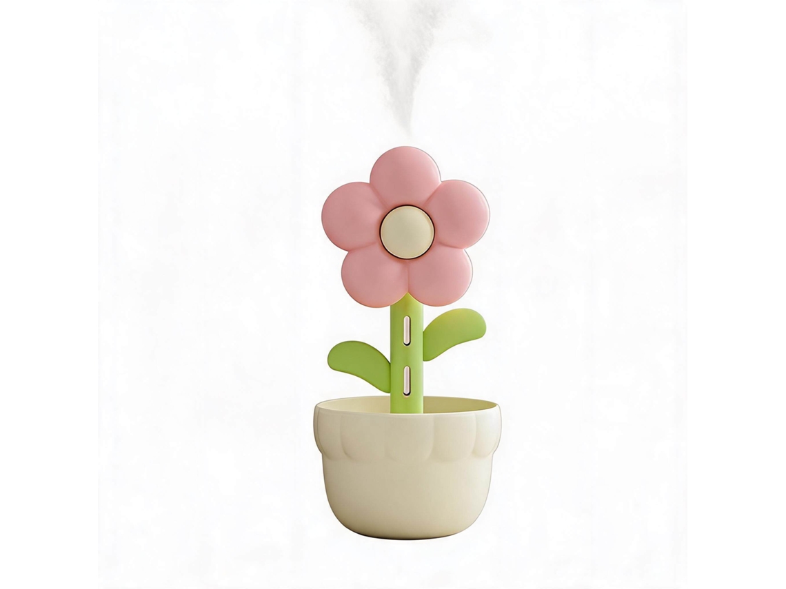 Humidificador e difusor de aromas DIGITALLAB recarregável via USB em formato de flor Branco