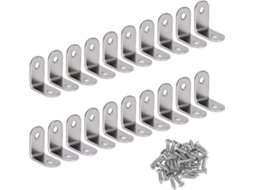 Soporte de Aço Inoxidável em Ângulo Retto de 90 Graus com 20 Parafusos Prata 30x30x16mm