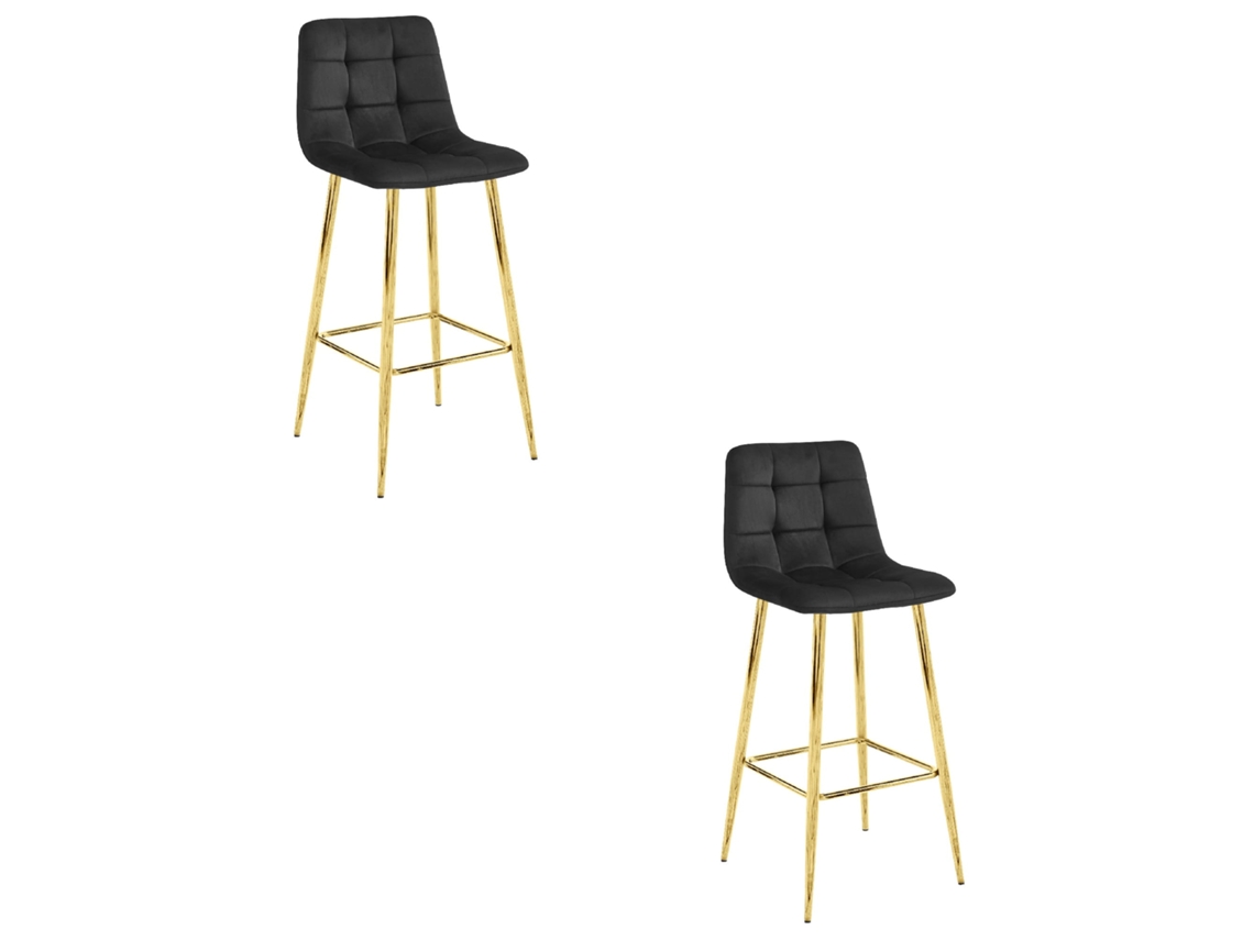 Banqueta Arceto Veludo Preto / Pernas Douradas X 2 Leobert
